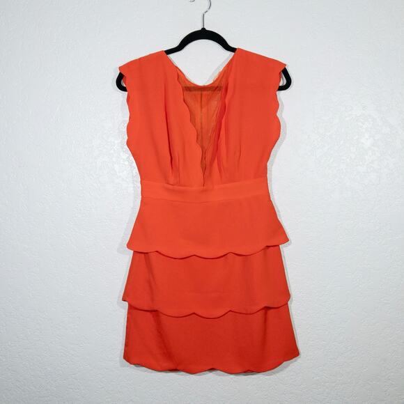 Coincidence & Chance Urban Outfitters Orange Scalloped Peplum Dress 2 - Picture 2 of 8